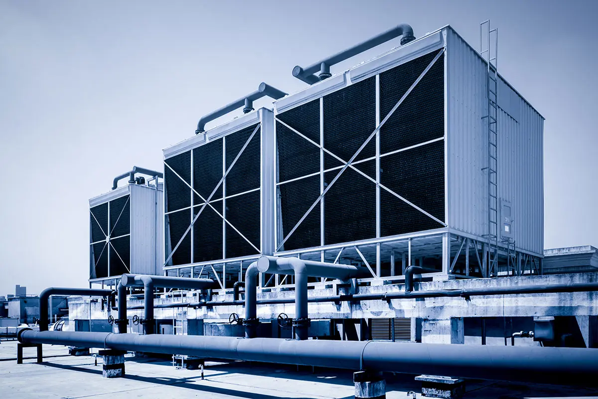Air-cooled chiller units serving a Birmingham commercial facility